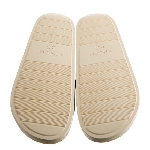 Vince Watley Ivory Slip On Slide Quilted Sandals Shoes - Picture 4 of 5
